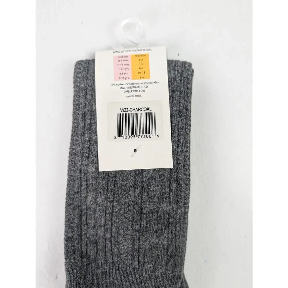 Little Stocking Girls 7-10Y Charcoal Cable Knee High Socks